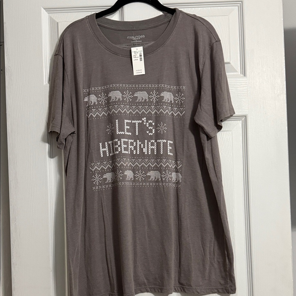 Maurices Gray 'Let's Hibernate' Short Sleeve Graphic Tee
